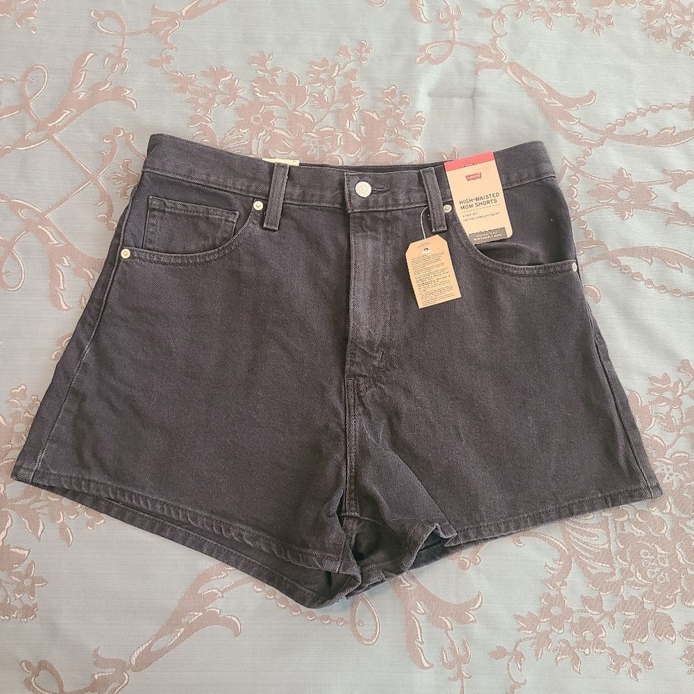 Levi's High Waisted Mom Short Relaxed Fit Casual Black Denim Women Size 31